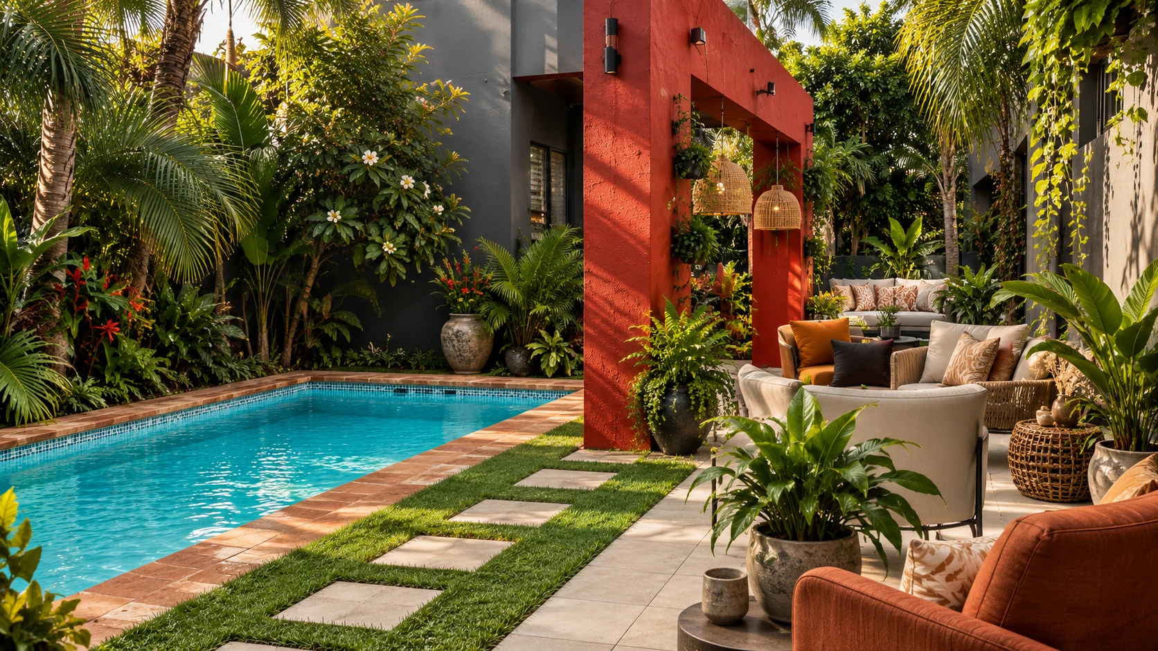 Pool and garden courtyard
